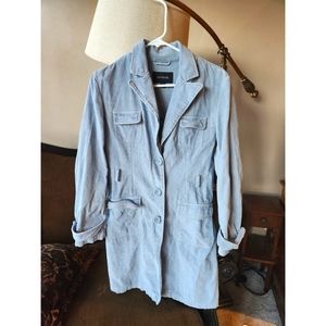 Express Womens Corduroy Trench Coat Jacket Baby Blue